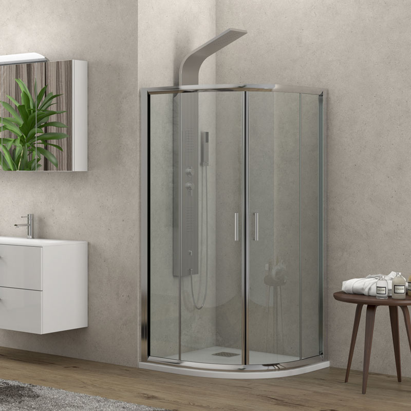 KARAG  NEW FLORA Καμπίνα ημικυκλική με διάφανο κρύσταλλο NEW FLORA 200 Χρωμέ KARAG 80x80x170cm KARAG-5206836004280