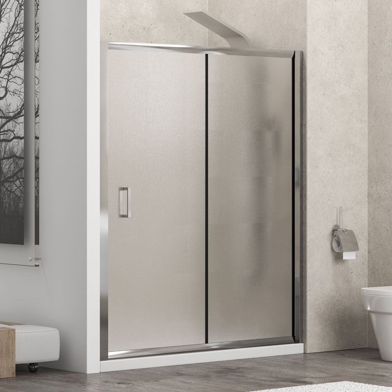 KARAG  NEW FLORA Καμπίνα από τοίχο σε τοίχο με fabric κρύσταλλο NEW FLORA 500 Χρωμέ KARAG 100x180cm KARAG-5206836561493