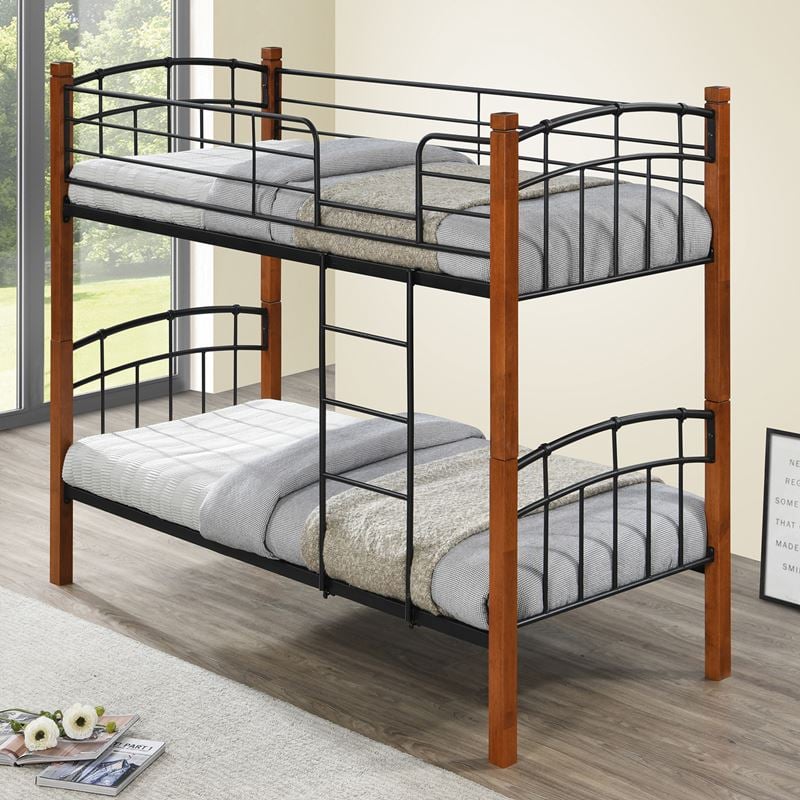 WOODWELL Ε80730NORTLAN Κρεβάτι Κουκέτα Μέταλλο Βαφή Μαύρο, Ξύλο Καρυδί 97x201x160cm (Στρώμα 90x190cm) Ε80730 WOODWELL Ε80730NORTLAN Κρεβάτι Κουκέτα Μέταλλο Βαφή Μαύρο, Ξύλο Καρυδί 97x201x160cm (Στρώμα 90x190cm) Ε80730