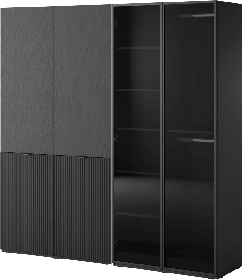 Ντουλάπα Sandbox Antisol ανθρακί τετράφυλλη 202x200x51cm