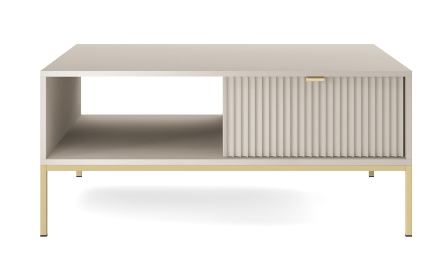 Τραπεζάκι Σαλονιού Nova Λευκό Kazmir + Χρυσό 104x46x68cm