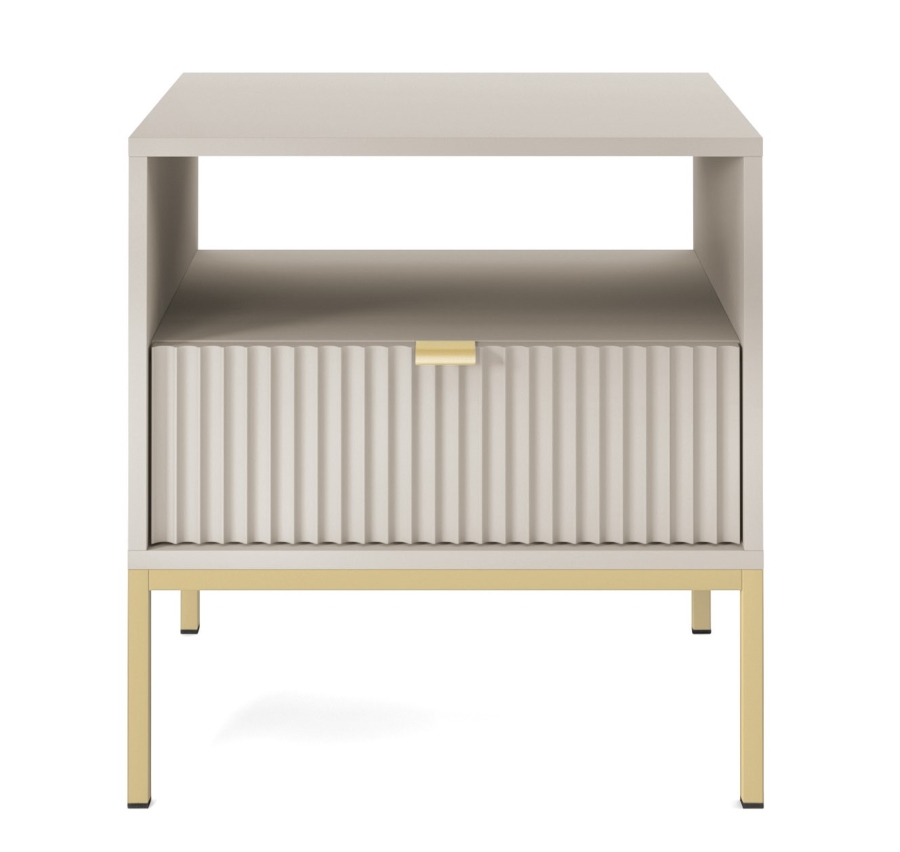 Κομοδίνο Nova Λευκό Kazmir + Χρυσό 54x56x39cm