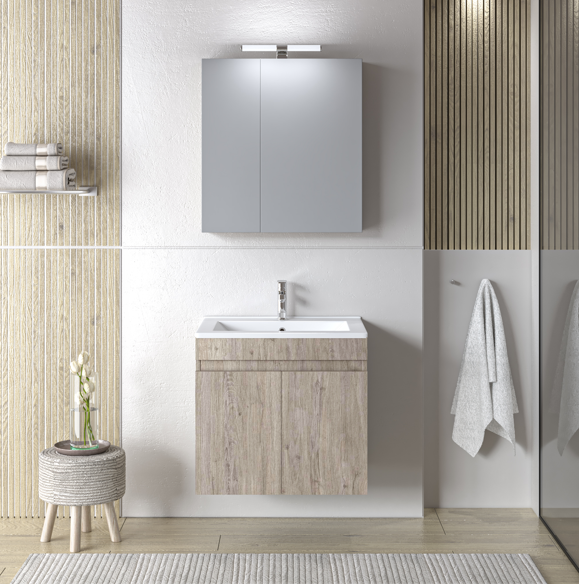 Σετ Έπιπλο Μπάνιου OMEGA BEIGE OAK 60 9SOM060BO0W Πάγκο 57x44x57cm 9SOM060BO0W Σετ Έπιπλο Μπάνιου OMEGA BEIGE OAK 60 9SOM060BO0W Πάγκο 57x44x57cm 9SOM060BO0W