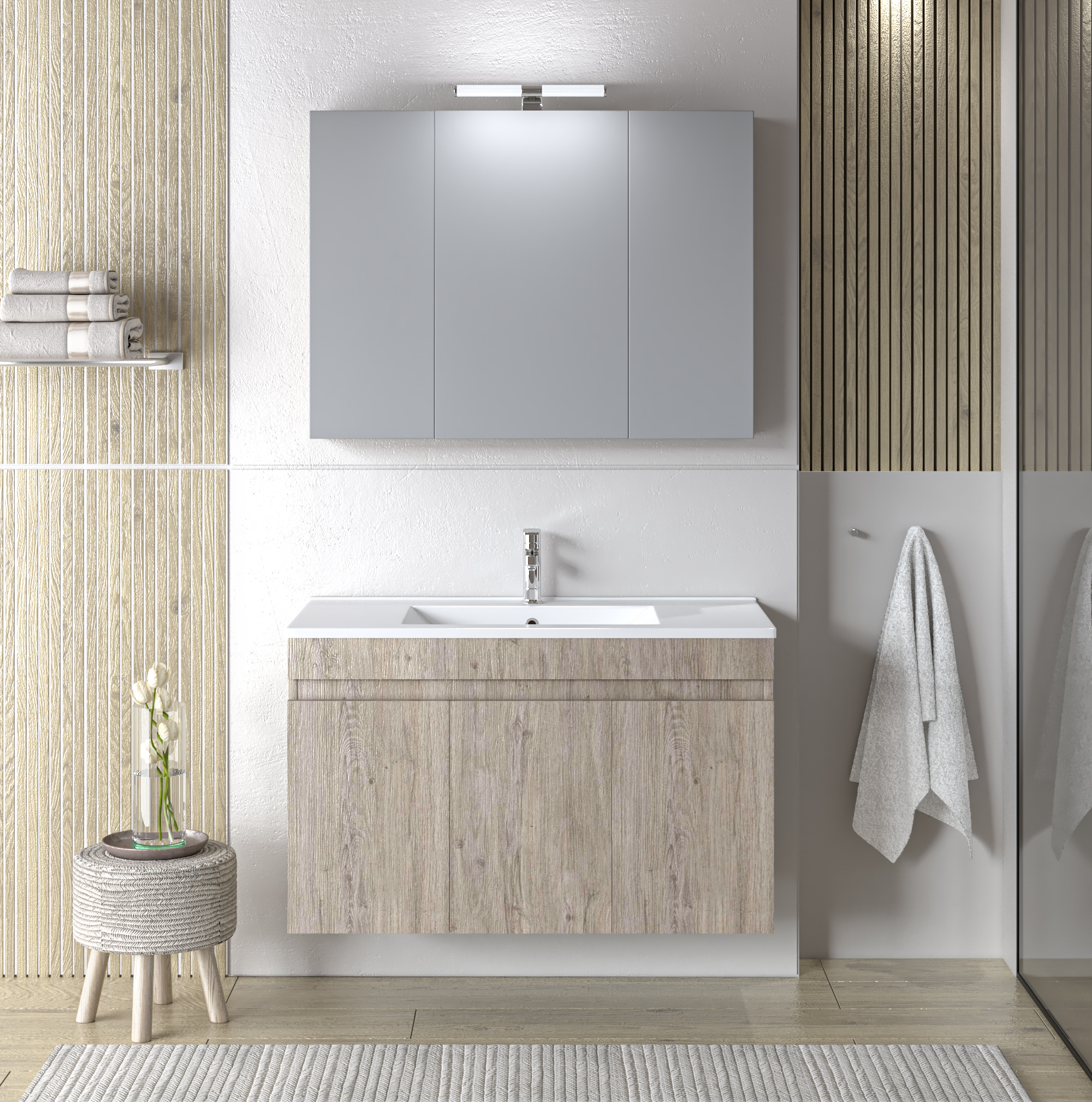 Σετ Έπιπλο Μπάνιου OMEGA BEIGE OAK 90 9SOM090BO0W Πάγκο 87x44x60 9SOM090BO0W Σετ Έπιπλο Μπάνιου OMEGA BEIGE OAK 90 9SOM090BO0W Πάγκο 87x44x60 9SOM090BO0W