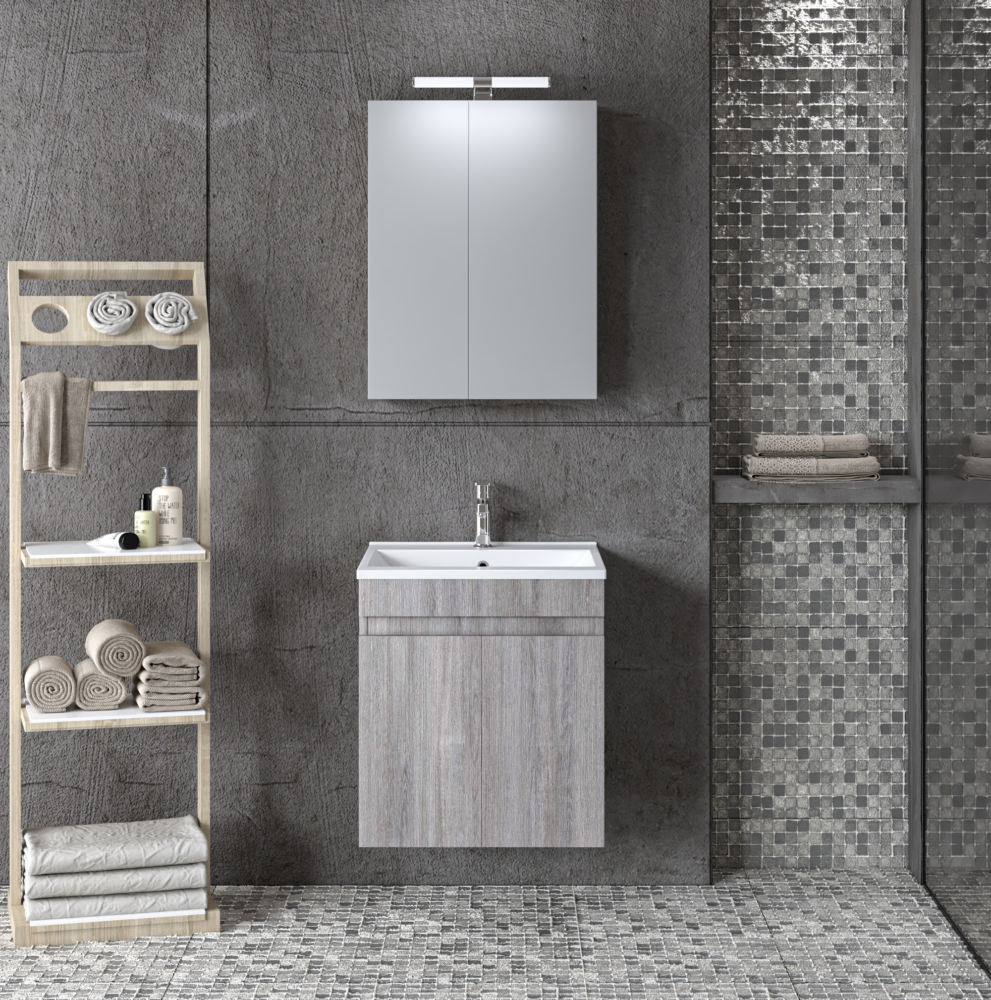 Σετ Έπιπλο Μπάνιου OMEGA GREY OAK 50 9SOM050GO0W Πάγκο 50x44x60 9SOM050GO0W Σετ Έπιπλο Μπάνιου OMEGA GREY OAK 50 9SOM050GO0W Πάγκο 50x44x60 9SOM050GO0W