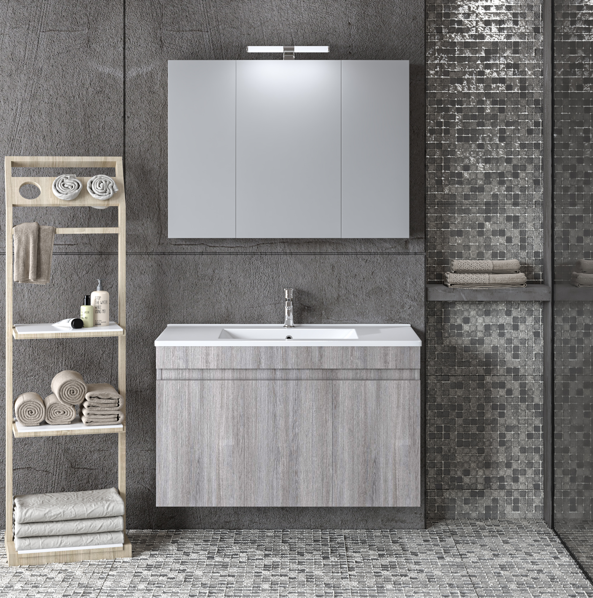 Σετ Έπιπλο Μπάνιου OMEGA GREY OAK 90 9SOM090GO0W Πάγκο 87x44x60 9SOM090GO0W Σετ Έπιπλο Μπάνιου OMEGA GREY OAK 90 9SOM090GO0W Πάγκο 87x44x60 9SOM090GO0W