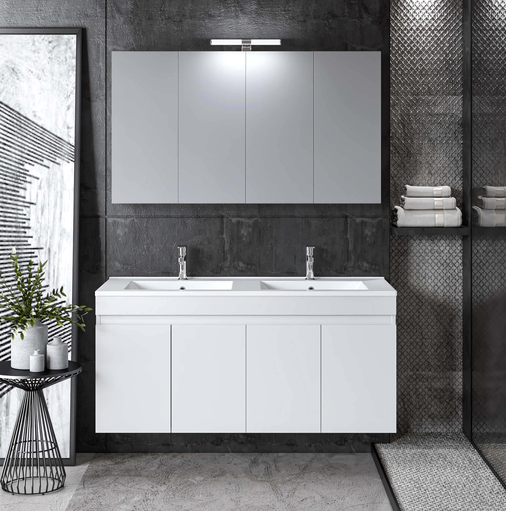 Σετ Επίπλου OMEGA 120 cm με Διπλό Νιπτήρα χρ.WHITE GLOSS 9SOM120GLNDW 9SOM120GLNDW Σετ Επίπλου OMEGA 120 cm με Διπλό Νιπτήρα χρ.WHITE GLOSS 9SOM120GLNDW 9SOM120GLNDW