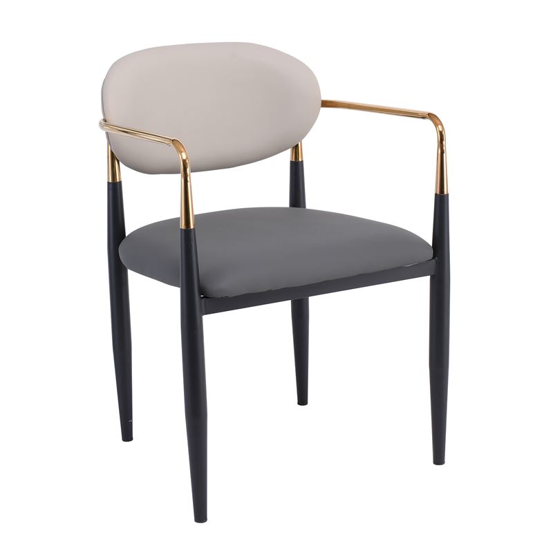 WOODWELL ΕΜ788,2OLIVE Πολυθρόνα Μέταλλο Βαφή Μαύρο-Gold, Pu Ανοιχτό Γκρι-Σκούρο Γκρι 53x53x80cm ΕΜ788,2 WOODWELL ΕΜ788,2OLIVE Πολυθρόνα Μέταλλο Βαφή Μαύρο-Gold, Pu Ανοιχτό Γκρι-Σκούρο Γκρι 53x53x80cm ΕΜ788,2