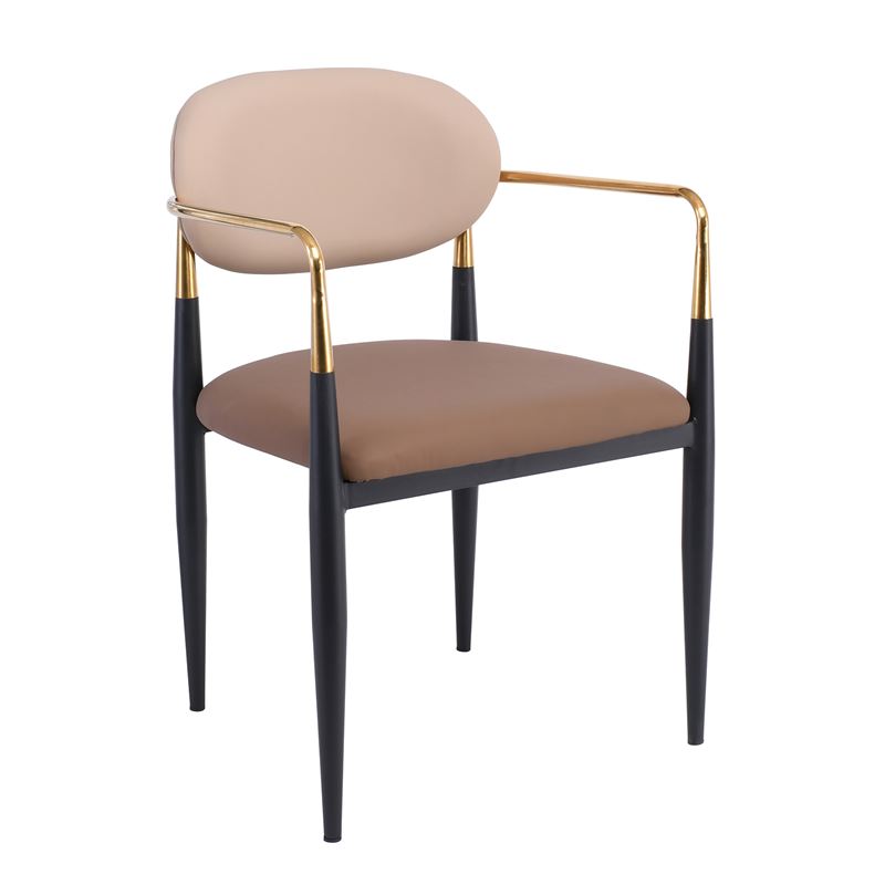 WOODWELL ΕΜ788,1OLIVE Πολυθρόνα Μέταλλο Βαφή Μαύρο-Gold, Pu Μπεζ-Cappuccino 53x53x80cm ΕΜ788,1 WOODWELL ΕΜ788,1OLIVE Πολυθρόνα Μέταλλο Βαφή Μαύρο-Gold, Pu Μπεζ-Cappuccino 53x53x80cm ΕΜ788,1
