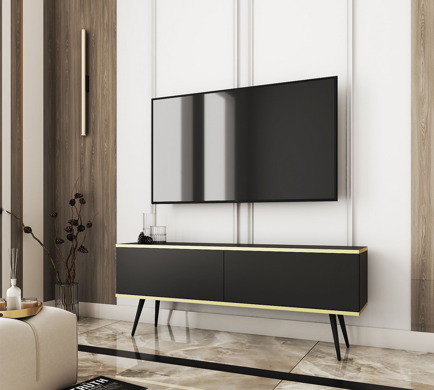 Lh-homefurniture Έπιπλο τηλεόρασης ORO ανθρακί + Μαύρο 135x53x32cm P_ORO_STVc+BL Lh-homefurniture Έπιπλο τηλεόρασης ORO ανθρακί + Μαύρο 135x53x32cm P_ORO_STVc+BL