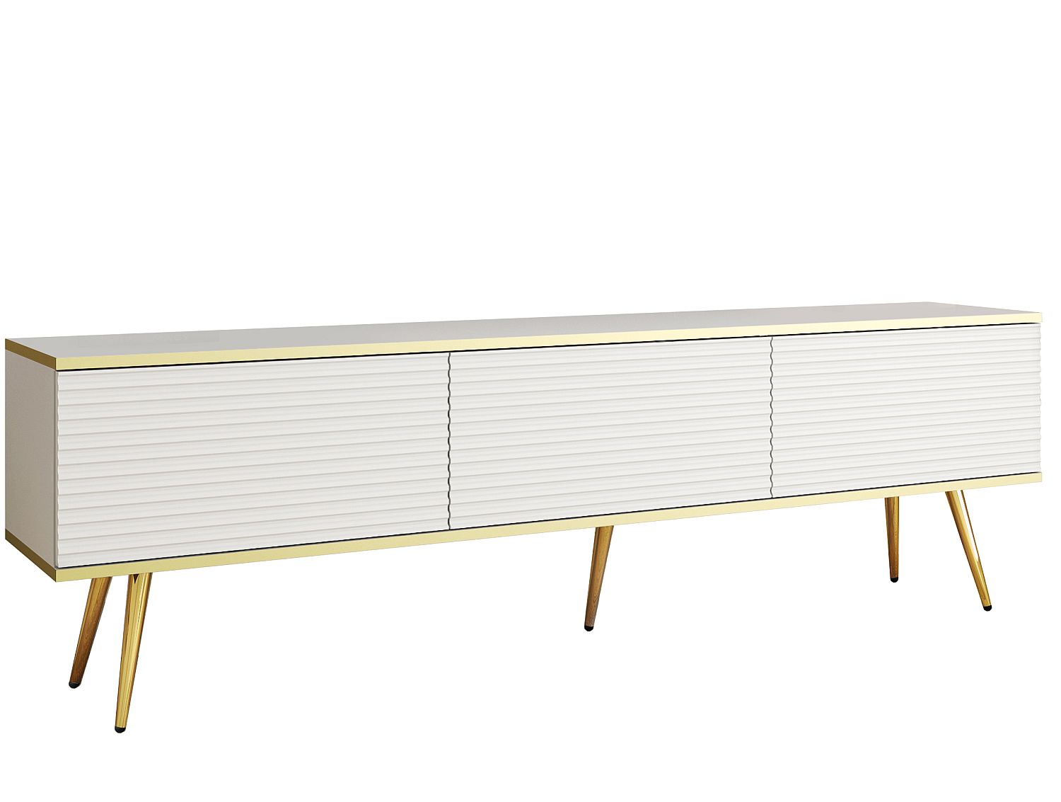 Lh-homefurniture Έπιπλο τηλεόρασης ORO_MDF Λευκό + χρυσό 175x53x32cm P_ORO_BTV_Bi_MDF_GL Lh-homefurniture Έπιπλο τηλεόρασης ORO_MDF Λευκό + χρυσό 175x53x32cm P_ORO_BTV_Bi_MDF_GL
