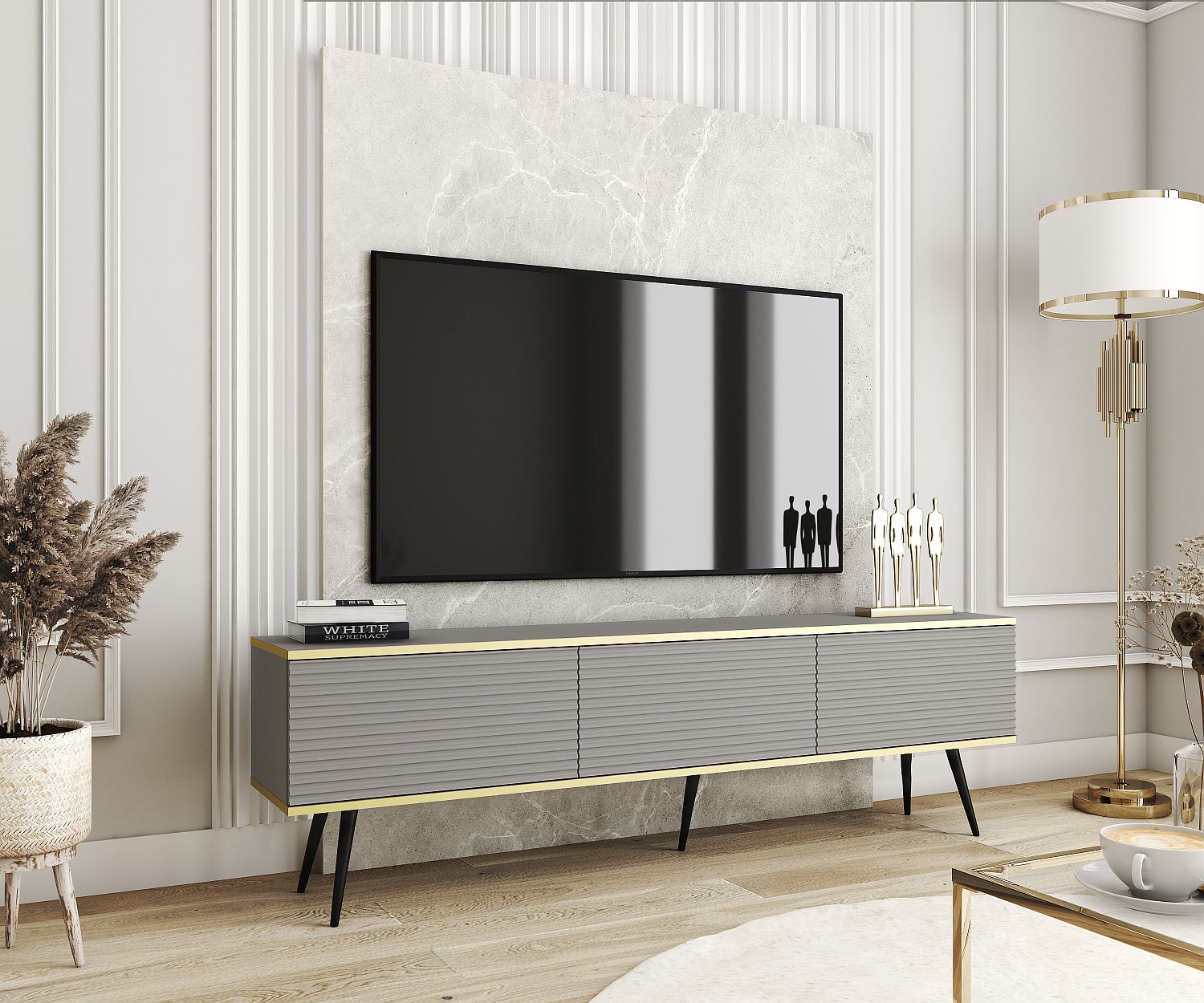 Lh-homefurniture Έπιπλο τηλεόρασης ORO_MDF Γκρι 175x53x32cm P_ORO_BTV_SZ_MDF_BL Lh-homefurniture Έπιπλο τηλεόρασης ORO_MDF Γκρι 175x53x32cm P_ORO_BTV_SZ_MDF_BL