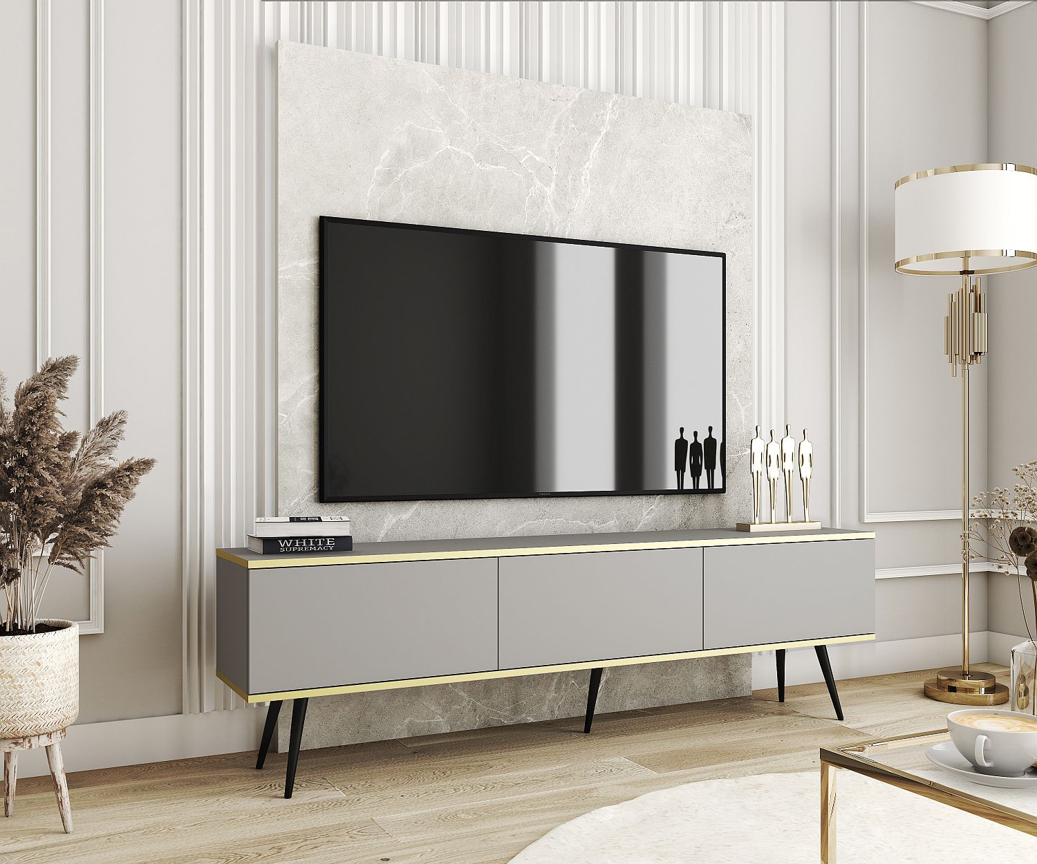 Lh-homefurniture Έπιπλο τηλεόρασης ORO γκρι 175x53x32cm P_ORO_BTVs+BL Lh-homefurniture Έπιπλο τηλεόρασης ORO γκρι 175x53x32cm P_ORO_BTVs+BL