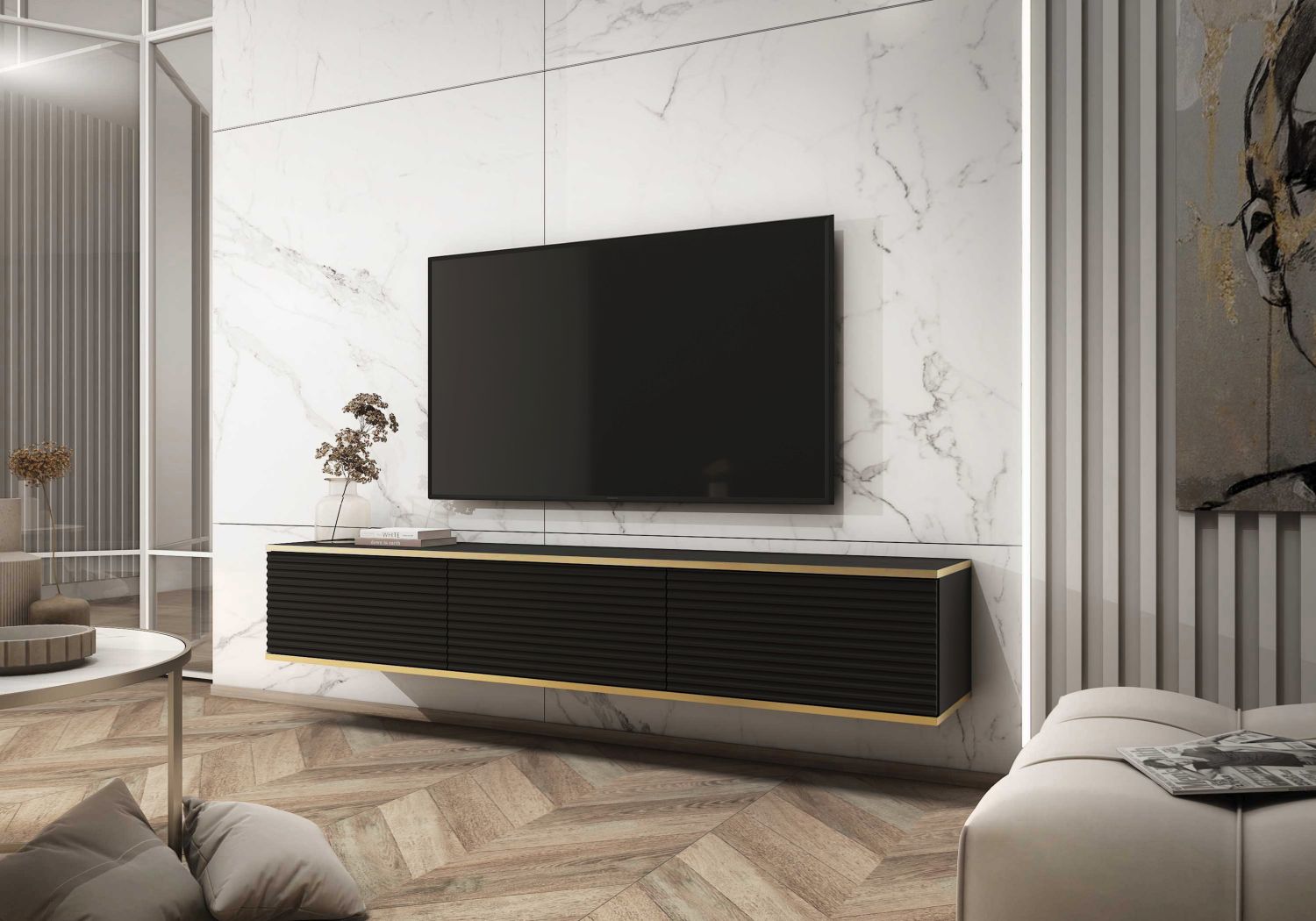Lh-homefurniture Κρεμαστό έπιπλο τηλεόρασης ORO_MDF ανθρακί 175x30x32cm P_ORO_BTVc_MDF Lh-homefurniture Κρεμαστό έπιπλο τηλεόρασης ORO_MDF ανθρακί 175x30x32cm P_ORO_BTVc_MDF