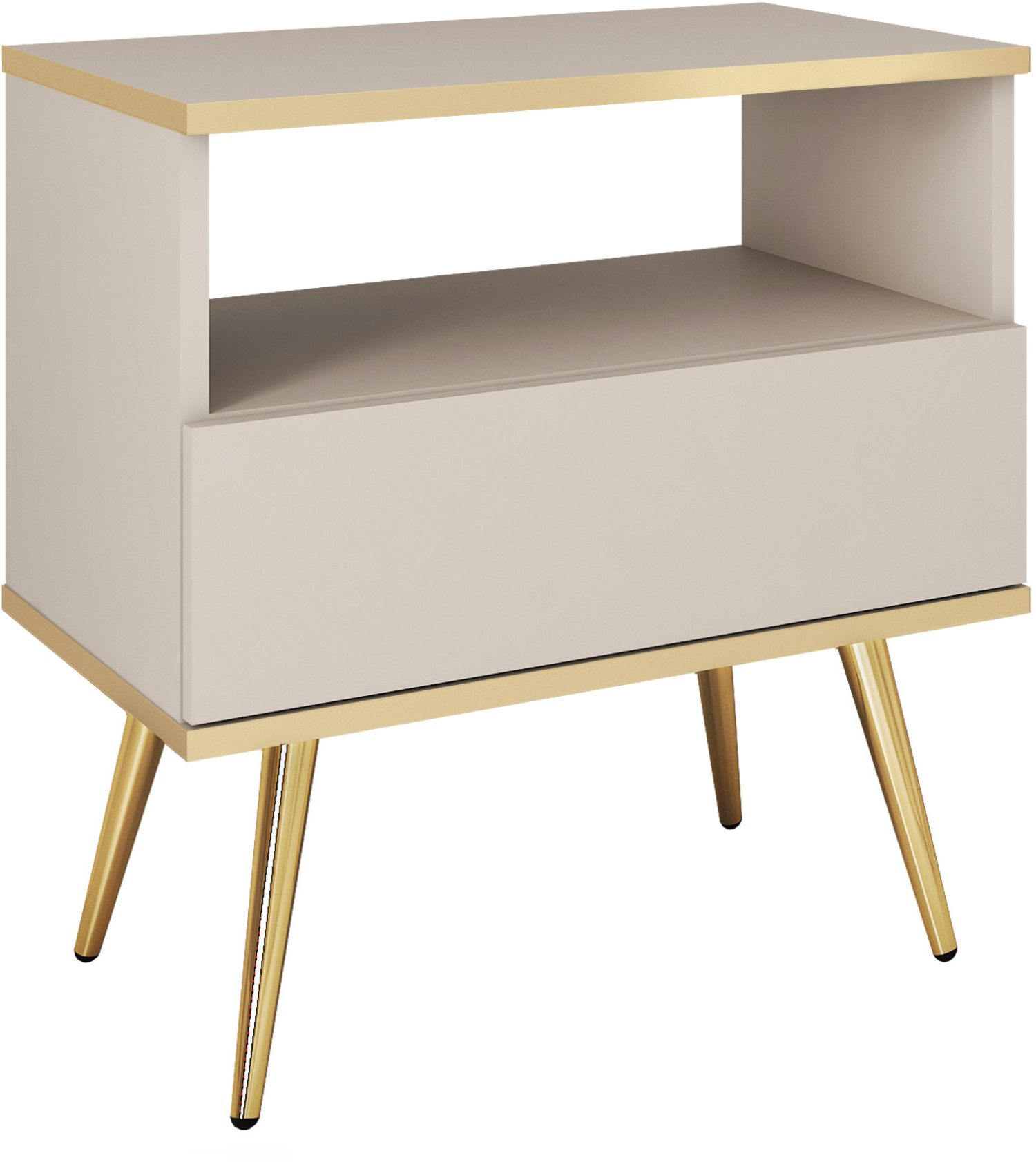 Κομοδίνο Oro μπέζ με χρυσό 59x54x39cm