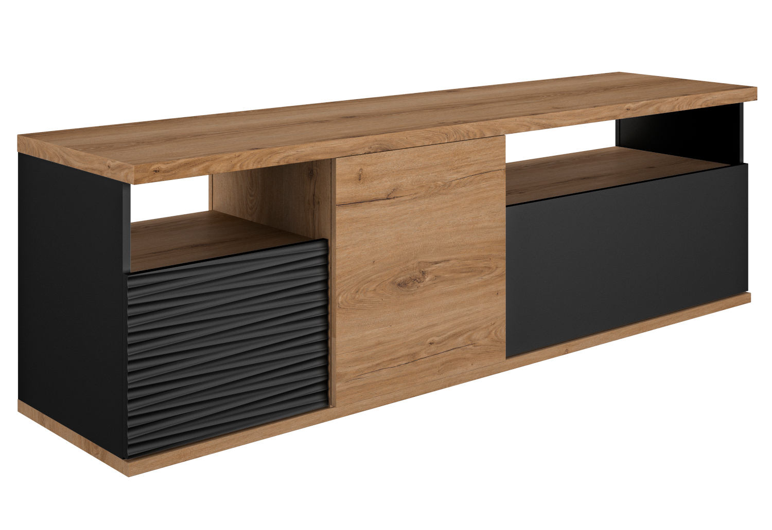 Insi Otello έπιπλο τηλεόρασης 182x47x57εκ. Helvezia Oak / Μαύρο 015.GM40 Insi Otello έπιπλο τηλεόρασης 182x47x57εκ. Helvezia Oak / Μαύρο 015.GM40