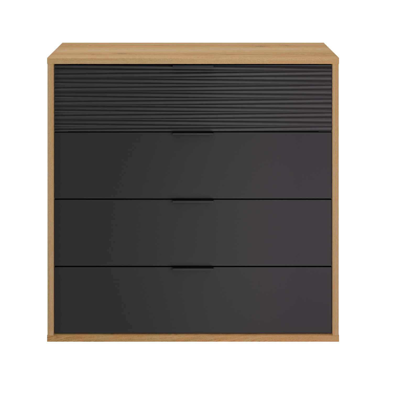 Insi Otello συρταριέρα με 4 συρτάρια 106x45x103εκ. Helvezia Oak / Μαύρο  0201.GM48
