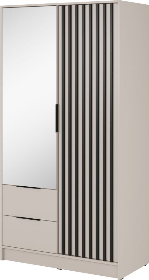 Ντουλάπα Δίφυλλη Nelly Λευκό Kazmir με καθρέπτη 105x200x51cm