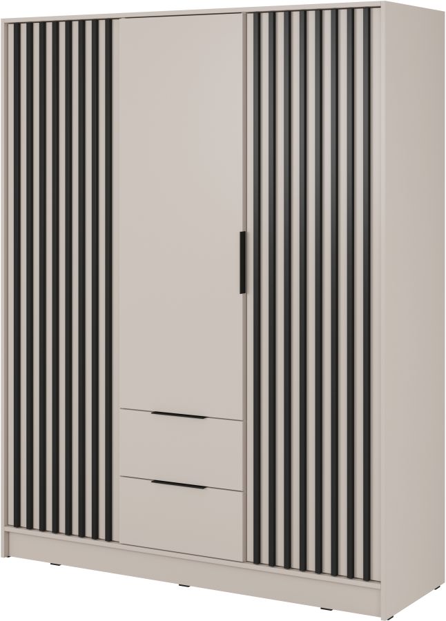 Ντουλάπα Τρίφυλλη Nelly Λευκό Άμμου 155x200x51cm