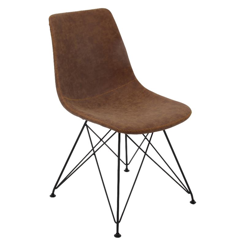 WOODWELL ΕΜ777,2PANTON Καρέκλα Μέταλλο Βαφή Μαύρο, PU Vintage Brown 43x57x81cm ΕΜ777,2 WOODWELL ΕΜ777,2PANTON Καρέκλα Μέταλλο Βαφή Μαύρο, PU Vintage Brown 43x57x81cm ΕΜ777,2