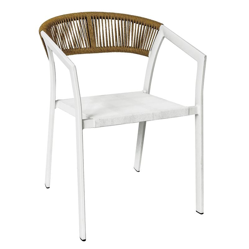 WOODWELL Ε6717,2PARMA Πολυθρόνα Βεράντας-Κήπου ALU Άσπρο, Rope Wicker Φυσικό, Textilene Άσπρο, Στοιβαζόμενη 55x58x78cm Ε6717,2 WOODWELL Ε6717,2PARMA Πολυθρόνα Βεράντας-Κήπου ALU Άσπρο, Rope Wicker Φυσικό, Textilene Άσπρο, Στοιβαζόμενη 55x58x78cm Ε6717,2