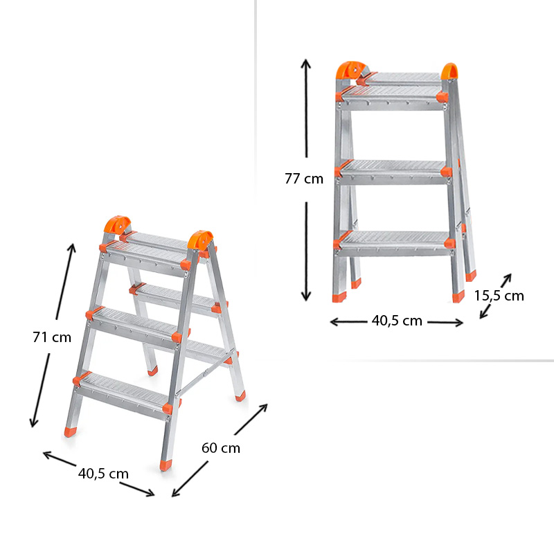Σκάλα Double Step Perilla μεταλλική 3+3 σκαλοπάτια 71εκ. Σκάλα Double Step Perilla μεταλλική 3+3 σκαλοπάτια 71εκ.