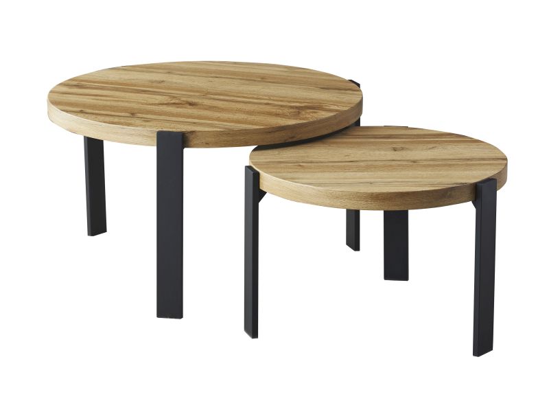 ŁAWA POLO DĄB ARTISAN/CZARNY FI 80 FI 60 (ZESTAW) DIOMMI-80-3896