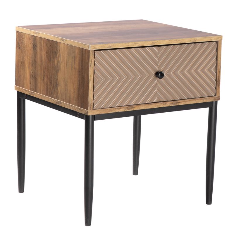 WOODWELL Ε7014PONTI Κομοδίνο με 1 Συρτάρι, Καρυδί 50x45x55cm Ε7014