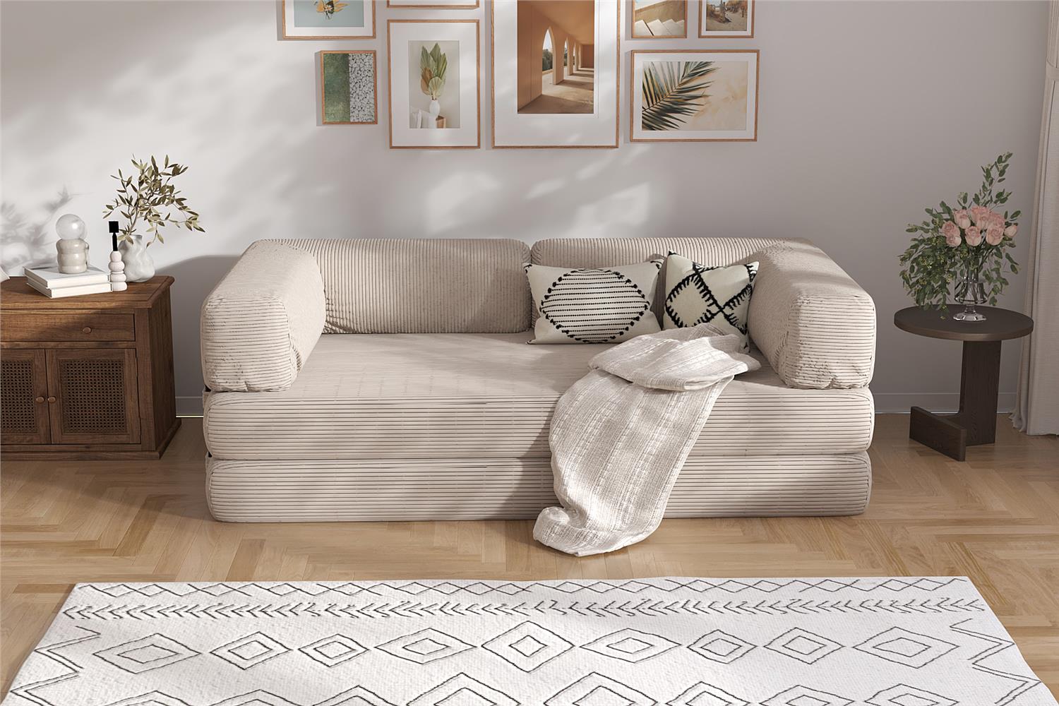 Fidelio ΚΑΝΑΠΕΣ ΚΡΕΒΑΤΙ(PUFFY) ΔΙΘΕΣΙΟΣ ΠΟΛΥΜΟΡΦΙΚΟΣ ΧΡΩΜΑ ΜΠΕΖ 90*200ΕΚ. FIDELIO-FD-PUFFY-BG