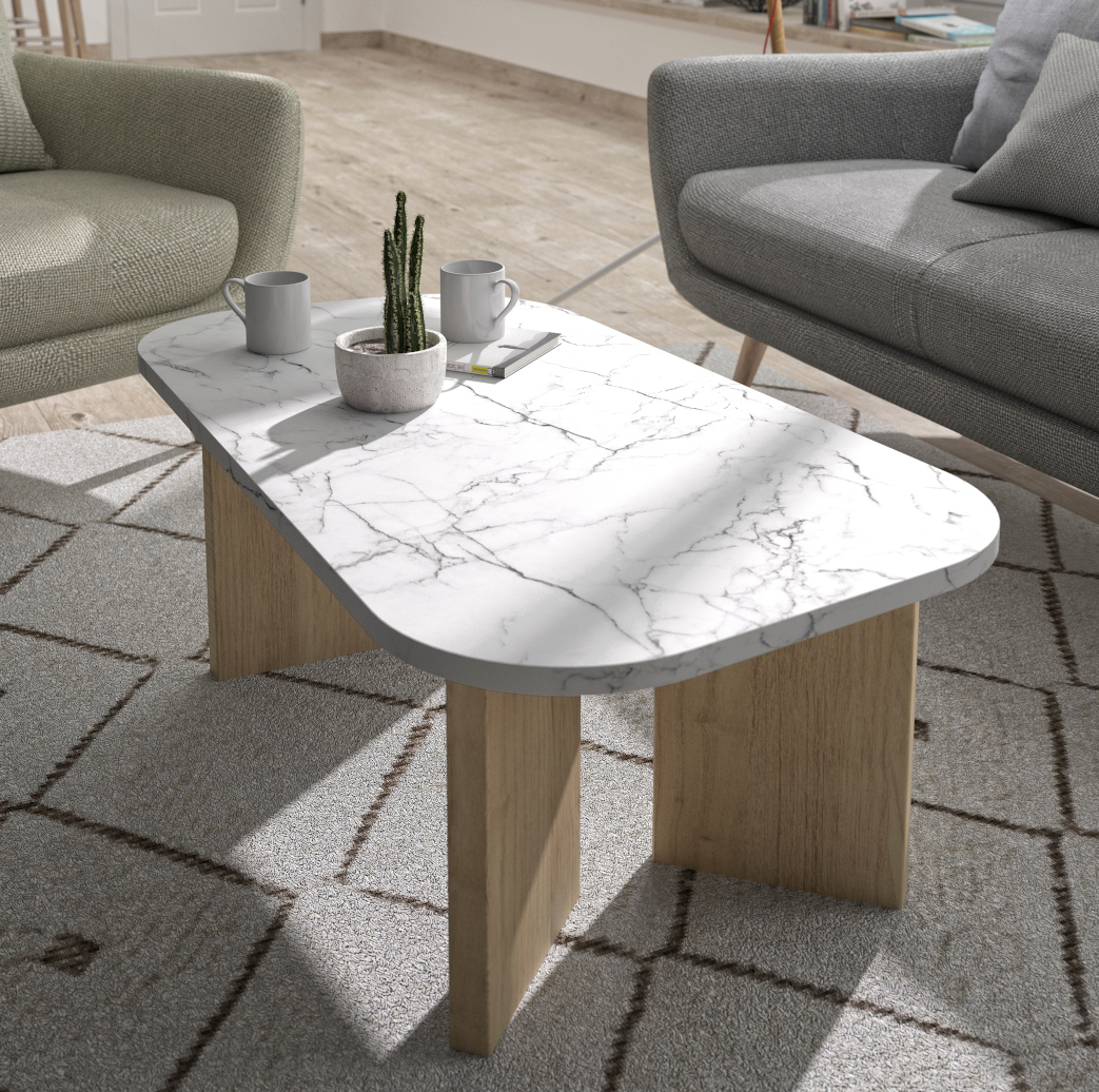 Insi Quartz τραπεζάκι σαλονιού 105x58x39εκ. Natural chestnut / Marble 0121.GM93 Insi Quartz τραπεζάκι σαλονιού 105x58x39εκ. Natural chestnut / Marble 0121.GM93