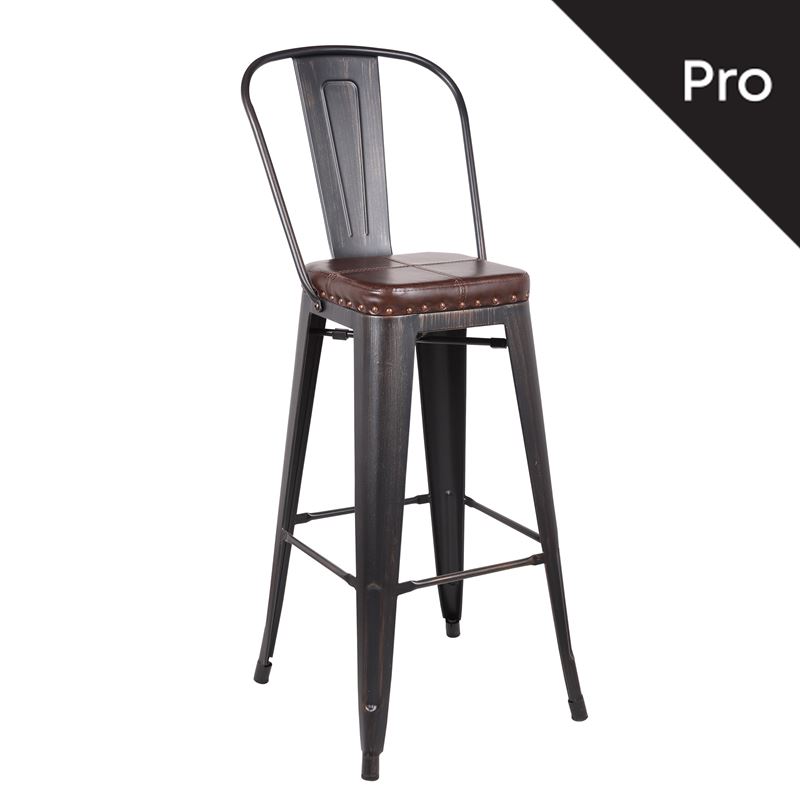 WOODWELL Ε5209P,10RELIX Σκαμπό Bar-Pro με Πλάτη, Μέταλλο Βαφή Antique Black, Pu Σκούρο Καφέ 43x48x78/114cm Ε5209P,10 WOODWELL Ε5209P,10RELIX Σκαμπό Bar-Pro με Πλάτη, Μέταλλο Βαφή Antique Black, Pu Σκούρο Καφέ 43x48x78/114cm Ε5209P,10