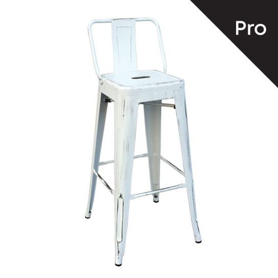 WOODWELL Ε5199,12RELIX Σκαμπό Bar-Pro με Πλάτη, Μέταλλο Βαφή Antique White 43x43x76/100cm Ε5199,12