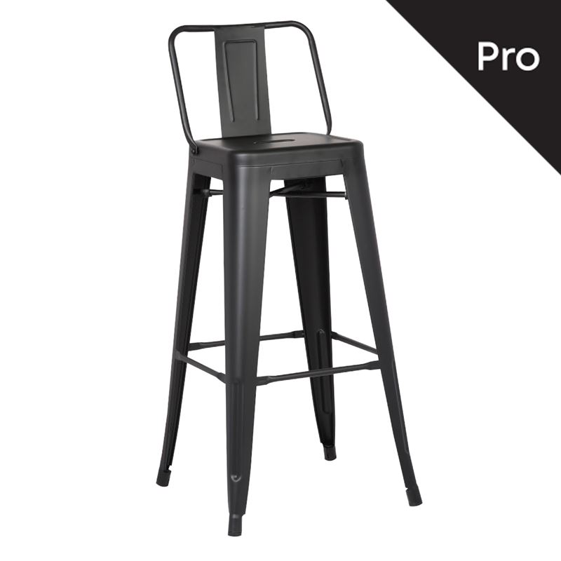 WOODWELL Ε5199,1ΜRELIX Σκαμπό Bar-Pro με Πλάτη, Μέταλλο Βαφή Μαύρο Matte 43x43x76/100cm Ε5199,1Μ