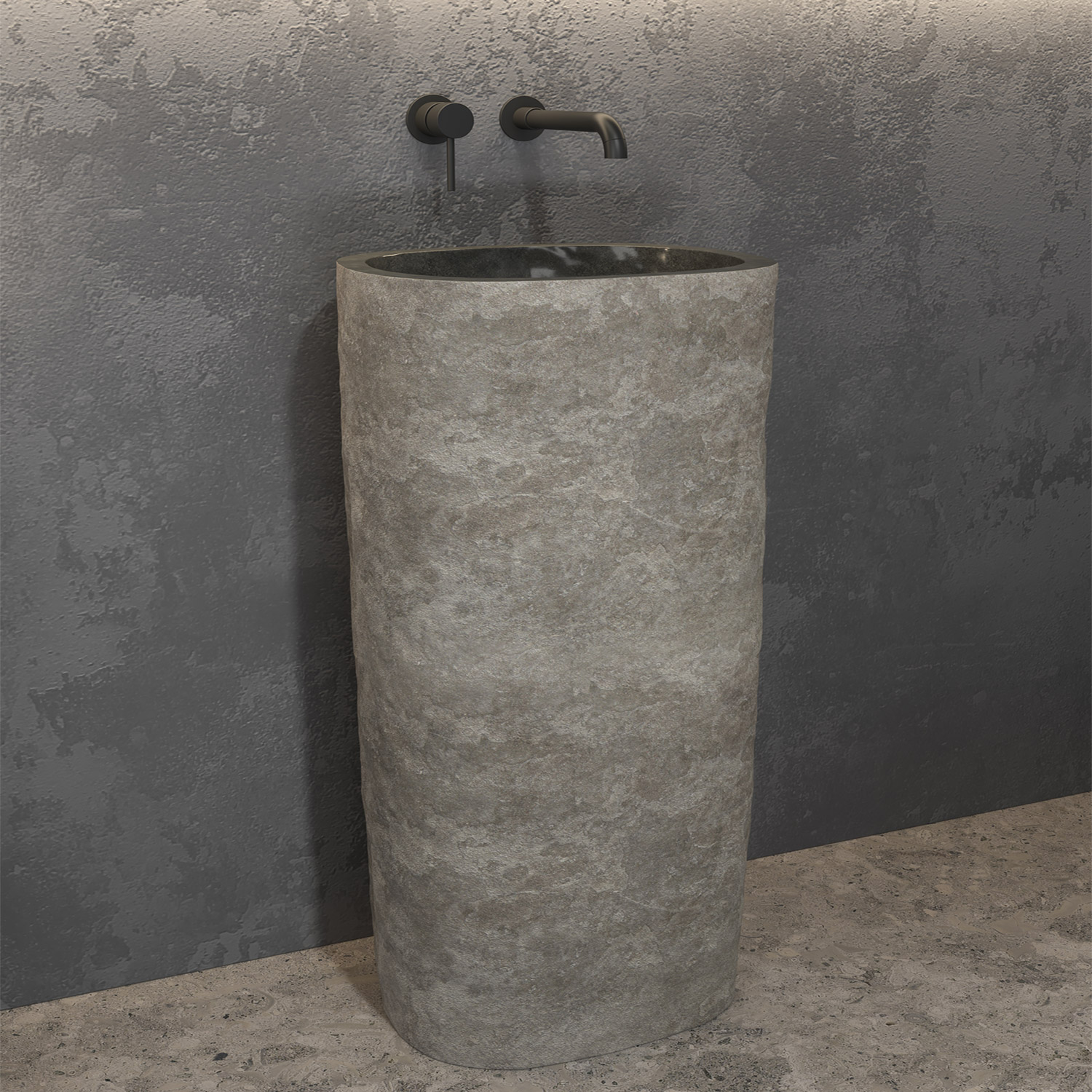 KARAG RIVER STONE Νιπτήρας επιδαπέδιος πέτρινος RIVER Grey KARAG Ø40x90cm KARAG-5206836654454 KARAG RIVER STONE Νιπτήρας επιδαπέδιος πέτρινος RIVER Grey KARAG Ø40x90cm KARAG-5206836654454