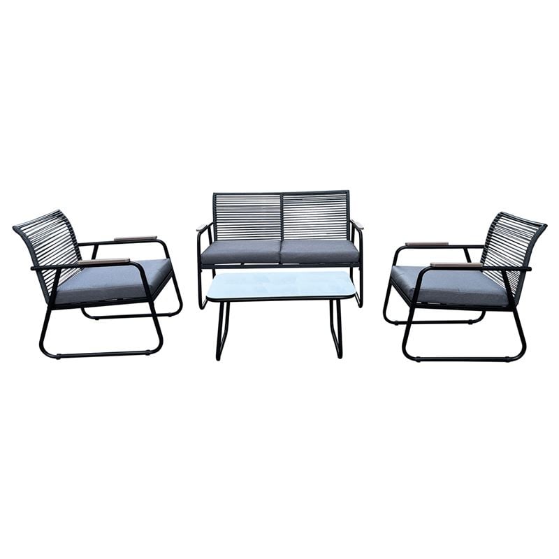 WOODWELL Ε6873,1ROCCO Set Σαλόνι Κήπου 4τεμ, Μέταλλο Μαύρο,RopeWicker Γκρι, Μαξιλ.Σκούρο Γκρι, Γυαλί Μαύρο 2 Πολυθρ+1 Καναπ+1 Τραπεζάκι Ε6873,1 WOODWELL Ε6873,1ROCCO Set Σαλόνι Κήπου 4τεμ, Μέταλλο Μαύρο,RopeWicker Γκρι, Μαξιλ.Σκούρο Γκρι, Γυαλί Μαύρο 2 Πολυθρ+1 Καναπ+1 Τραπεζάκι Ε6873,1