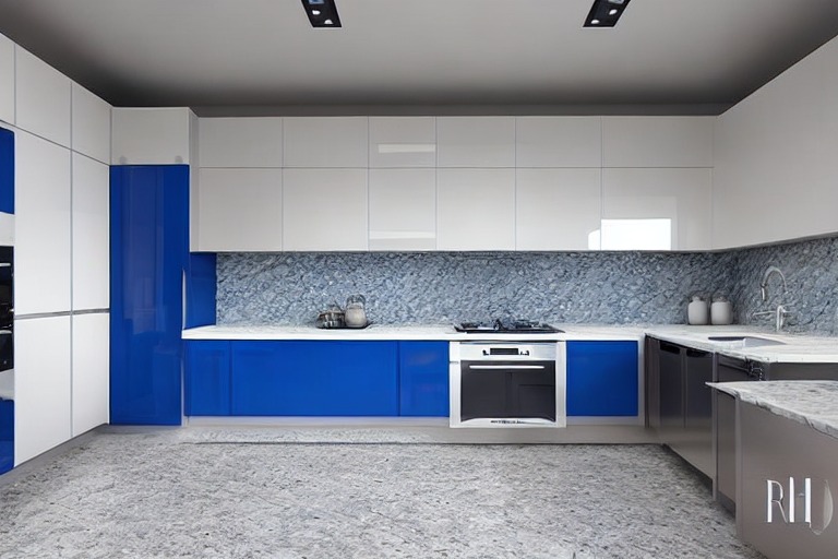 Intrahome Σύνθεση Έπιπλο Κουζίνας χρώματος Λευκό & Μπλε σχεδίου Σχήμα L  με blum μεντεσεδες και συρτάρια 10  ΜΕΤΡΑ ΤΡΕΧΟΝ intra79244757238