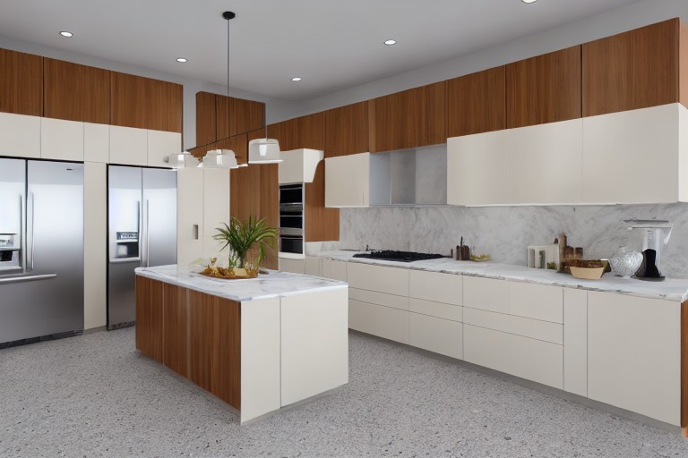 Intrahome Σύνθεση Έπιπλο Κουζίνας χρώματος Κρεμ & Ξύλο σχεδίου Με Νησί  με blum μεντεσεδες και συρτάρια 10  ΜΕΤΡΑ ΤΡΕΧΟΝ intra139595316412