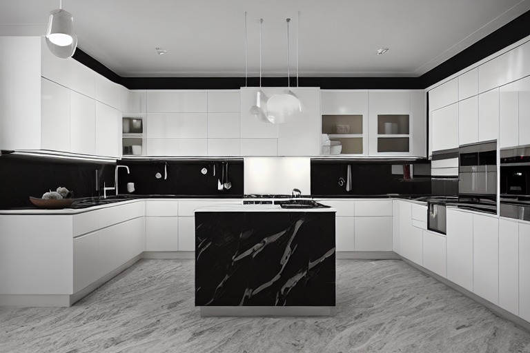 Intrahome Σύνθεση Έπιπλο Κουζίνας χρώματος Λευκό & Μαύρο σχεδίου Σχήμα L  με blum μεντεσεδες και συρτάρια 10  ΜΕΤΡΑ ΤΡΕΧΟΝ intra295945409789