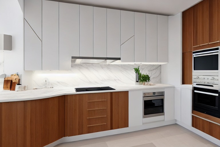 Intrahome Σύνθεση Έπιπλο Κουζίνας χρώματος Λευκό & Ξύλο σχεδίου Ανοιχτή Κάτοψη  με blum μεντεσεδες και συρτάρια 10  ΜΕΤΡΑ ΤΡΕΧΟΝ intra33178342049