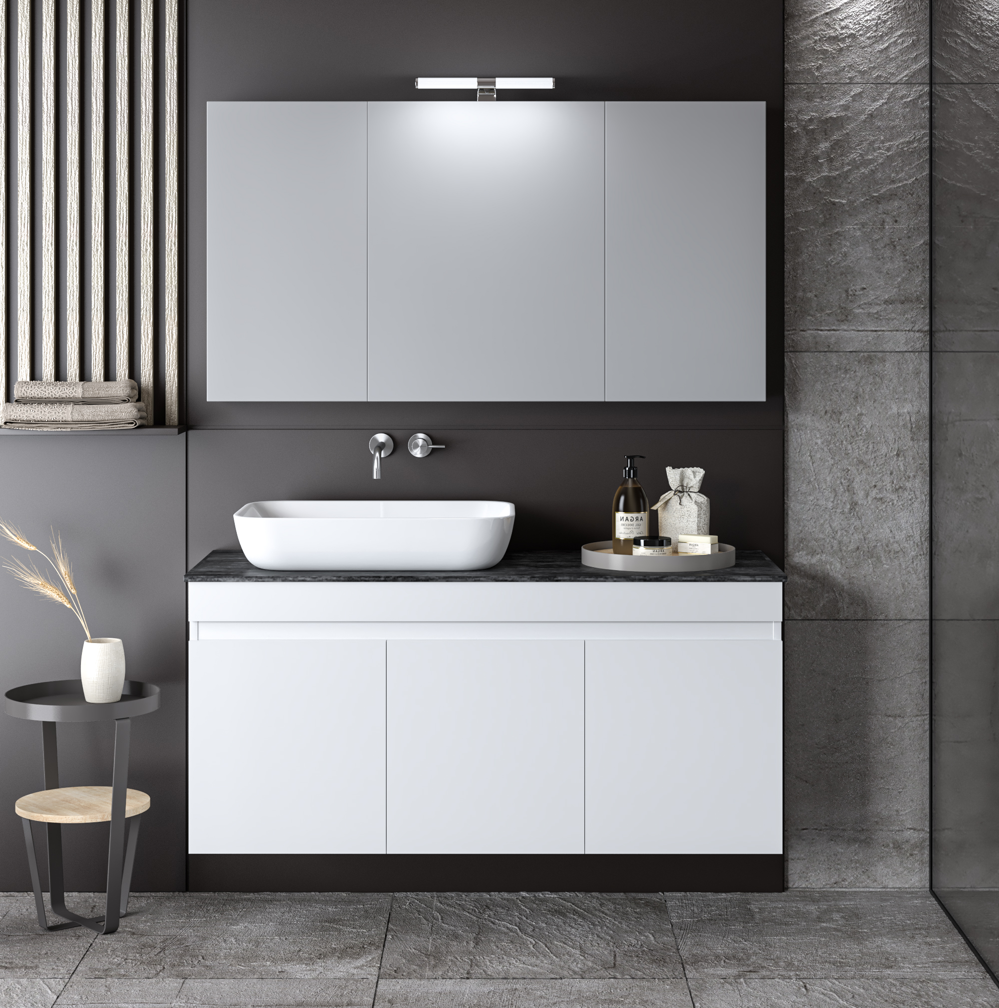 ΣΕΤ ΕΠΙΠΛΟΥ OMEGA TOP 120cm χρ.WHITE/GREY 9SOMT120GLG 9SOMT120GLG