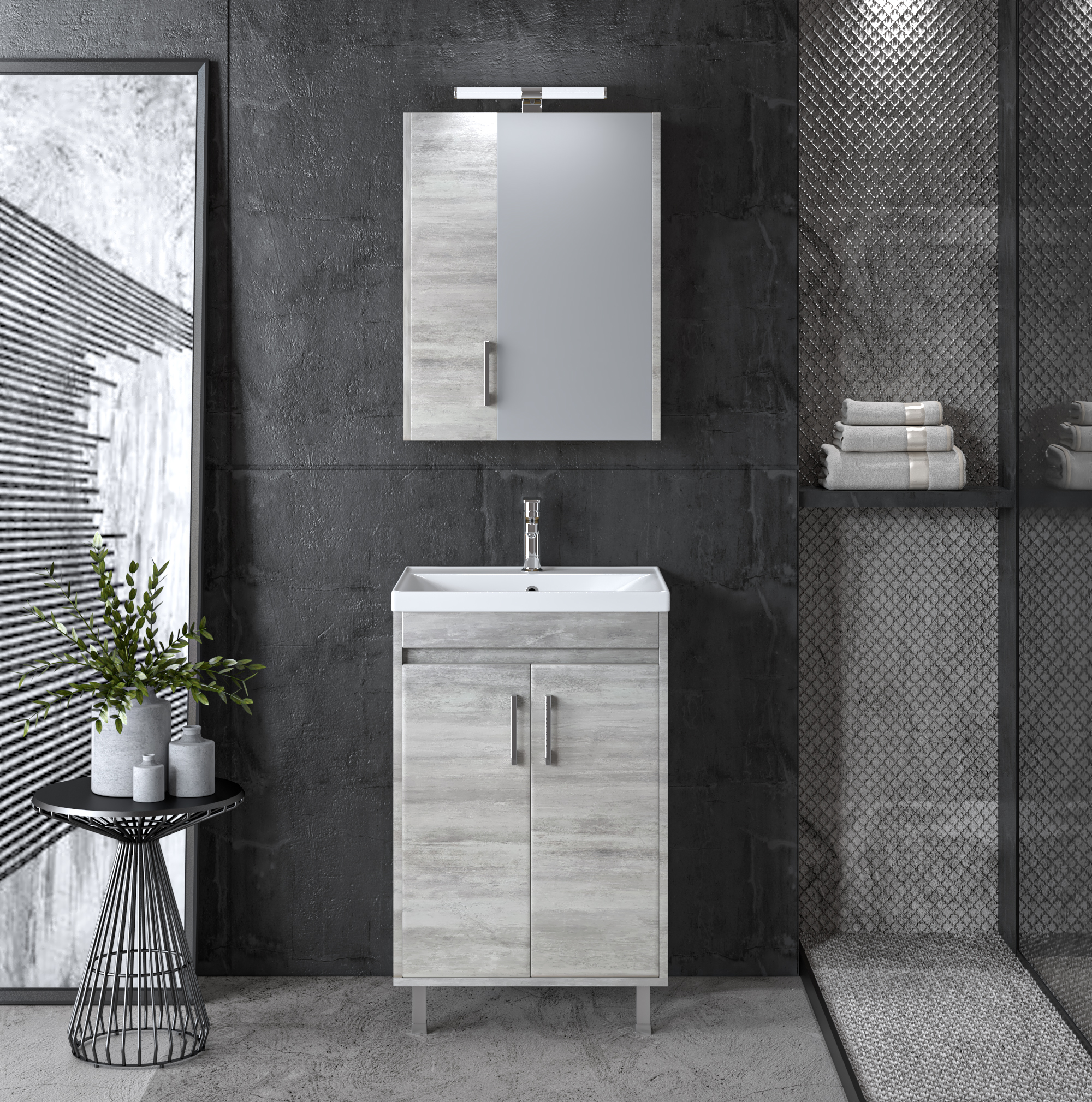 Σετ Έπιπλο Μπάνιου SAVINA CEMENT 55 9SSA055CE0W Πάγκος 51x44x83cm 9SSA055CE0W Σετ Έπιπλο Μπάνιου SAVINA CEMENT 55 9SSA055CE0W Πάγκος 51x44x83cm 9SSA055CE0W