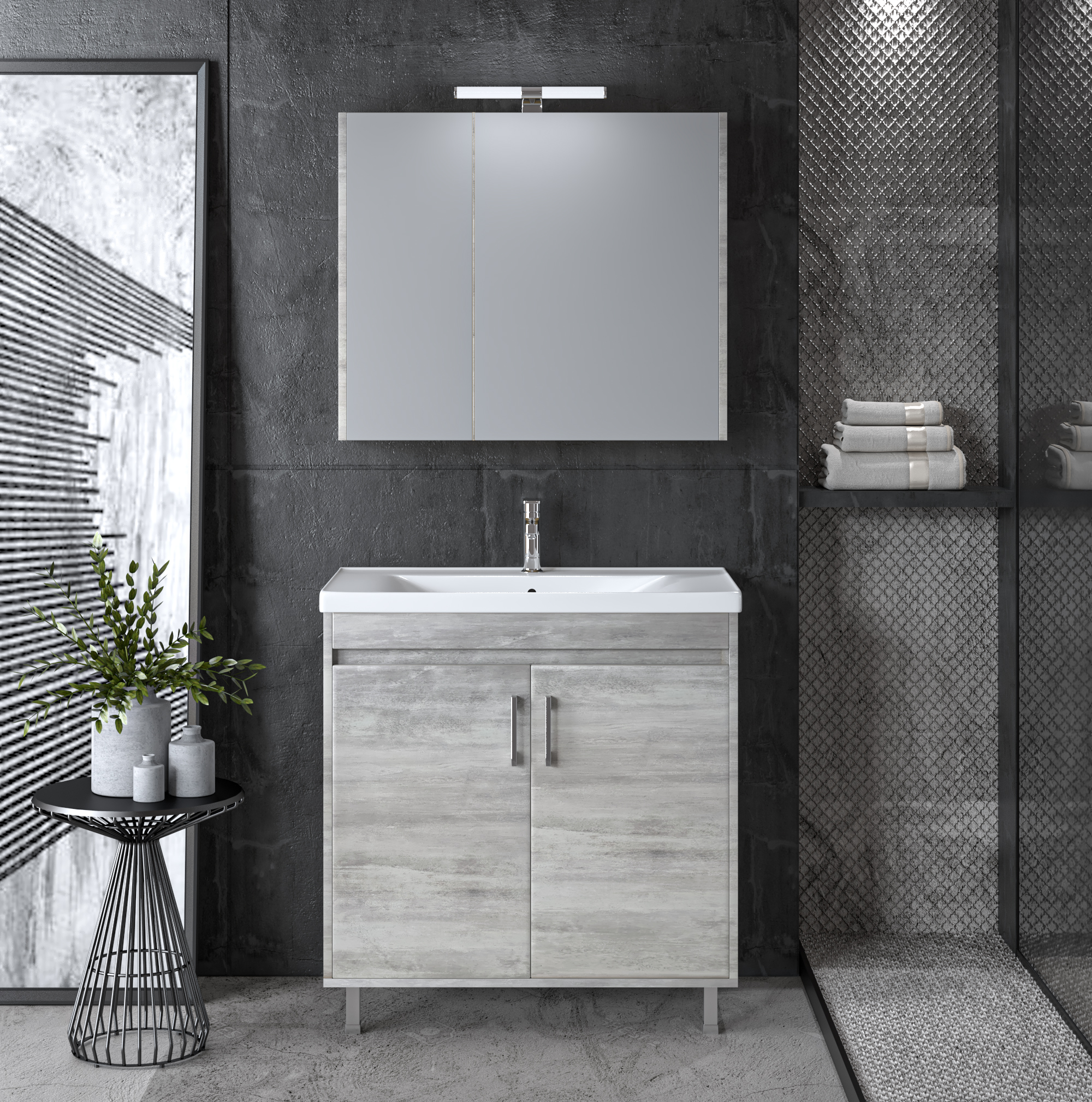 Σετ Έπιπλο Μπάνιου SAVINA CEMENT 80 9SSA080CE0W Πάγκος 77x44x83cm 9SSA080CE0W Σετ Έπιπλο Μπάνιου SAVINA CEMENT 80 9SSA080CE0W Πάγκος 77x44x83cm 9SSA080CE0W