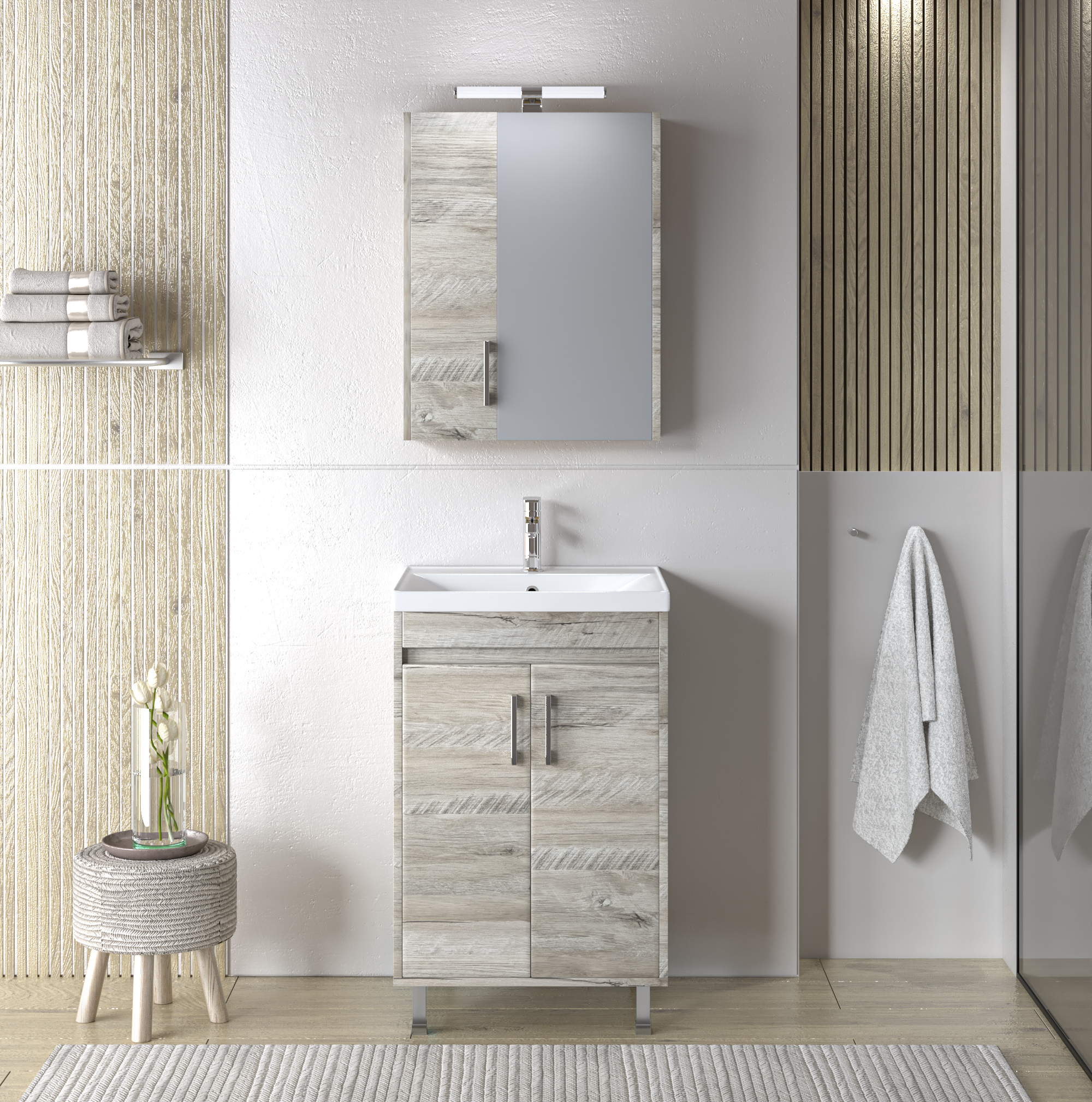 Σετ Έπιπλο Μπάνιου SAVINA NATURAL OAK 55 9SSA055NO0W Πάγκος 51x44x83cm 9SSA055NO0W Σετ Έπιπλο Μπάνιου SAVINA NATURAL OAK 55 9SSA055NO0W Πάγκος 51x44x83cm 9SSA055NO0W