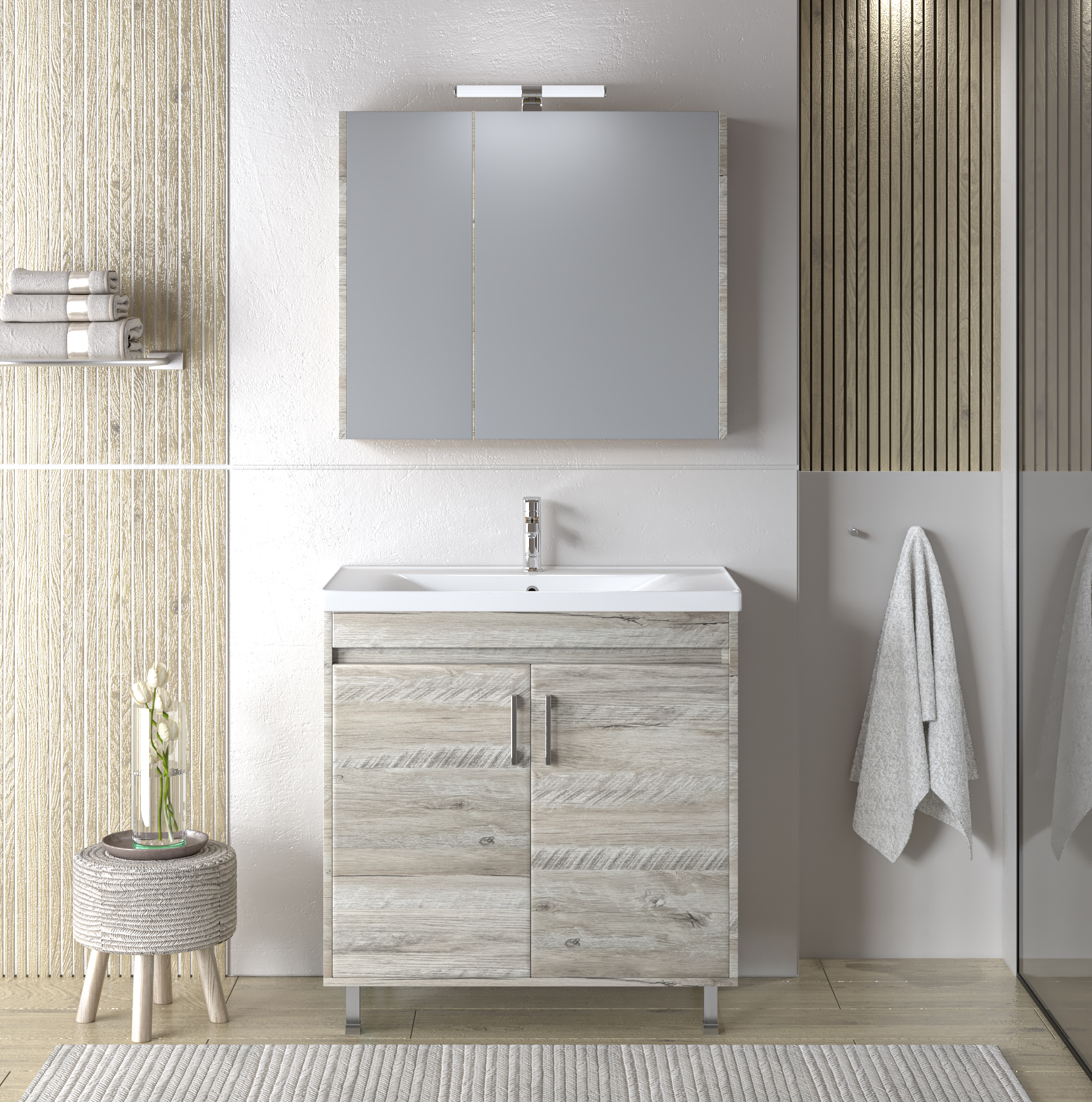 Σετ Έπιπλο Μπάνιου SAVINA NATURAL OAK 80 9SSA080NO0W Πάγκος 77x44x83cm 9SSA080NO0W Σετ Έπιπλο Μπάνιου SAVINA NATURAL OAK 80 9SSA080NO0W Πάγκος 77x44x83cm 9SSA080NO0W