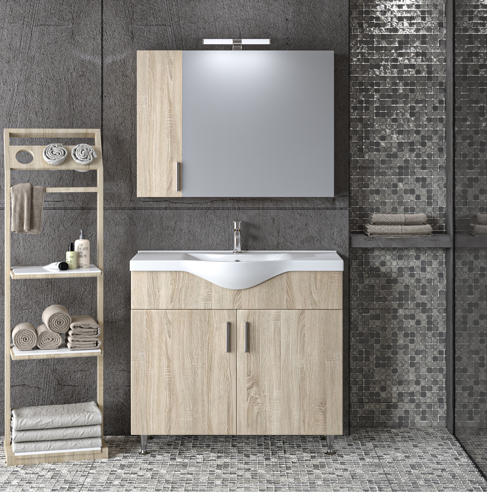 Σετ Έπιπλο Μπάνιου SIENA SONOMA 90 9SSI090SN0W Πάγκο 90x34x83cm 9SSI090SN0W Σετ Έπιπλο Μπάνιου SIENA SONOMA 90 9SSI090SN0W Πάγκο 90x34x83cm 9SSI090SN0W