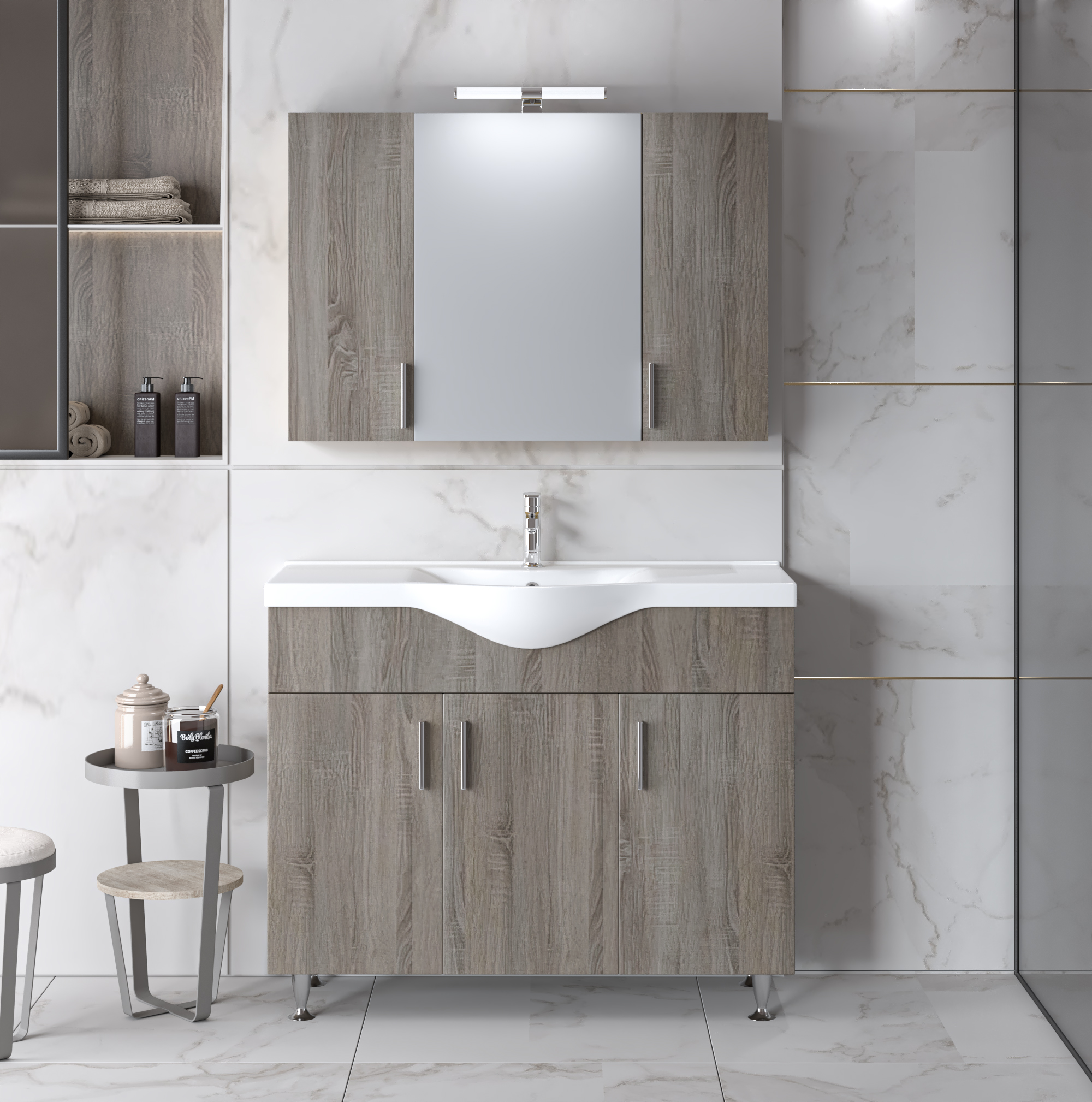 Σετ Έπιπλο Μπάνιου SIENA SONOMA DARK 100 9SSI100SD0W Πάγκο 96x34x83cm 9SSI100SD0W Σετ Έπιπλο Μπάνιου SIENA SONOMA DARK 100 9SSI100SD0W Πάγκο 96x34x83cm 9SSI100SD0W