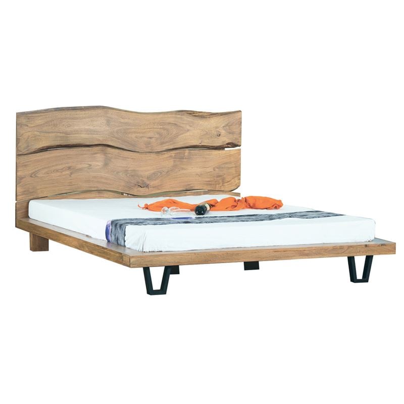 WOODWELL ΕΑ7014,1ROYAL Κρεβάτι Διπλό, για Στρώμα 150x200cm, Μέταλλο Βαφή Μαύρο, Ξύλο Ακακία Φυσικό 174x216x106cm ΕΑ7014,1