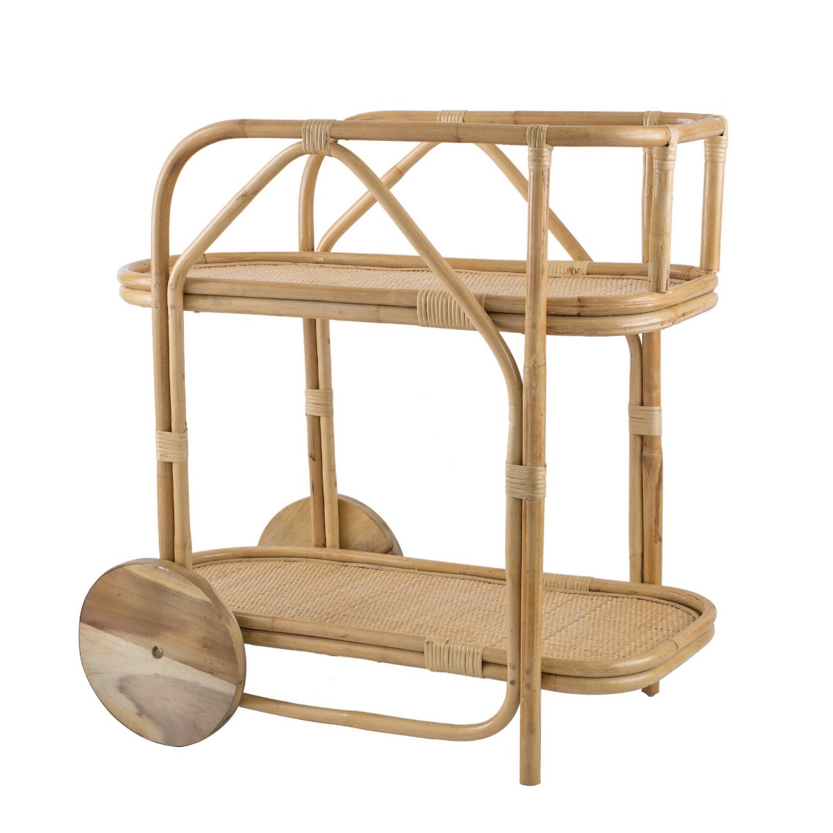 Artekko Rattan Τρόλεϊ - Μπαρ από Ρατάν σε Φυσική Απόχρωση (77.5x46.7x76.2)cm Artekko SA80058-AB