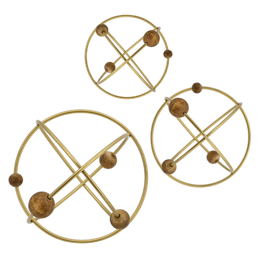 Artekko Obitz Διακοσμητικές Σφαίρες Μέταλλο Χρυσό (32x32x32) Σετ/3 Artekko SA80189-DS