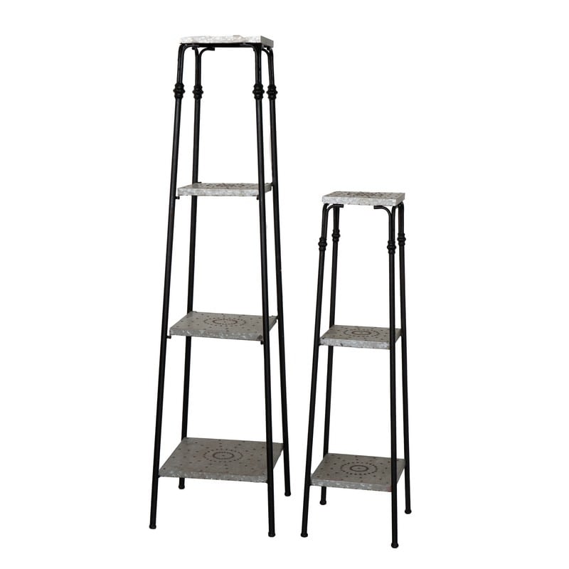 Artekko Seep Βιλιοθήκη Ραφιέρα Μέταλλο Μαύρο Γκρι (37x37x146)cm Σετ/2 Artekko SA80193-DS